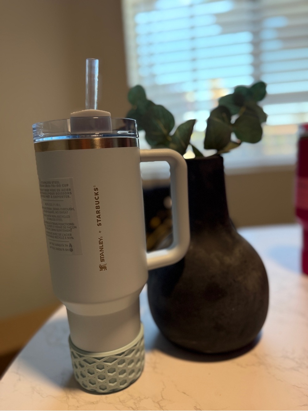 Stanley White Travel Tumbler with Straw and Silicone Base